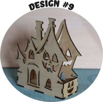Halloween House Candle Holder Laser Cut Pine Ply
