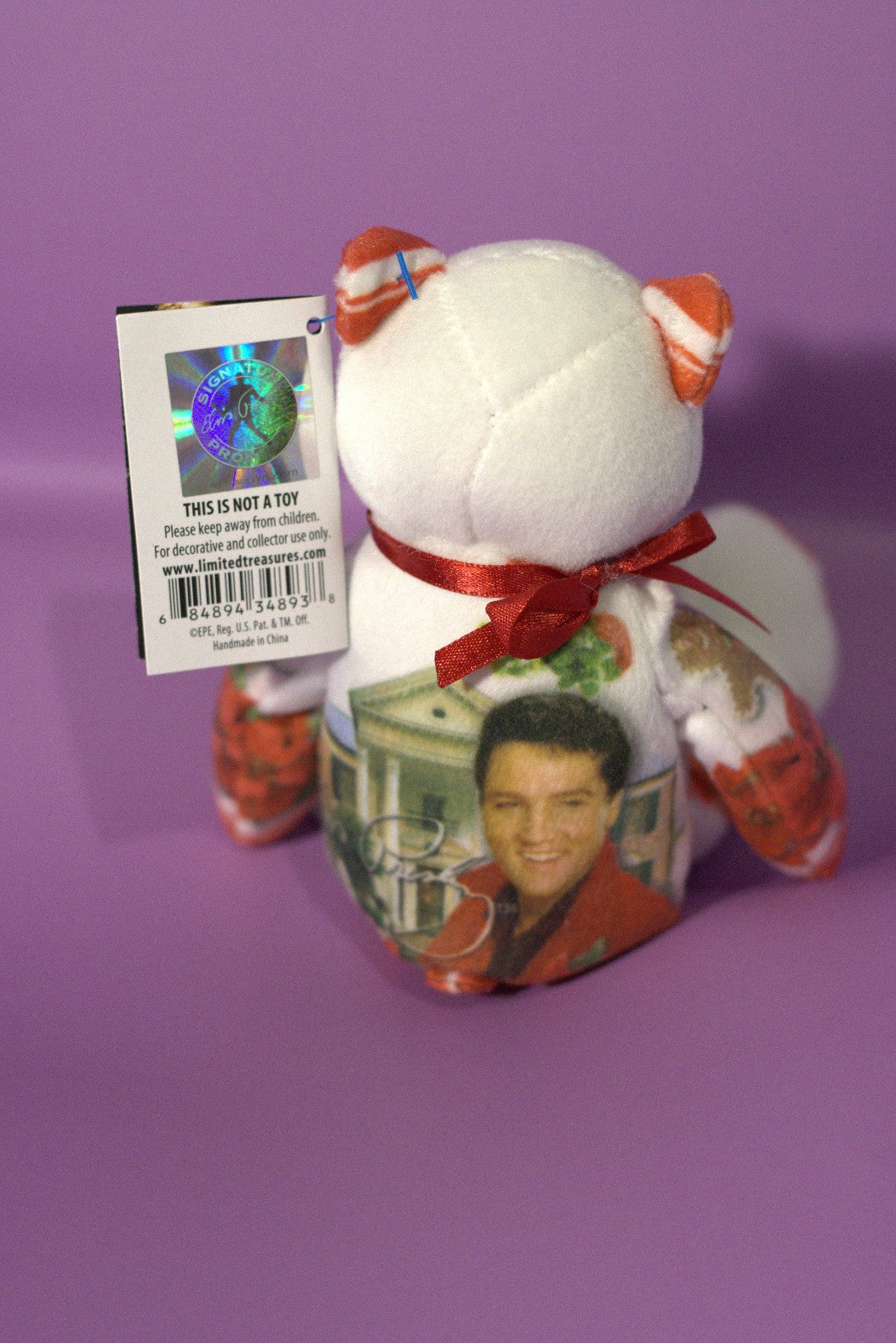 Elvis Presley Gracelands Xmas Limited Treasures Beanie Bear Excellent Cond 23cm