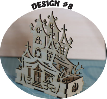 Halloween House Candle Holder Laser Cut Pine Ply