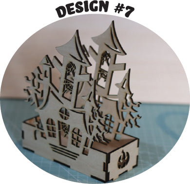 Halloween House Candle Holder Laser Cut Pine Ply