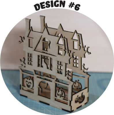 Halloween House Candle Holder Laser Cut Pine Ply