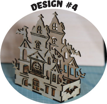 Halloween House Candle Holder Laser Cut Pine Ply