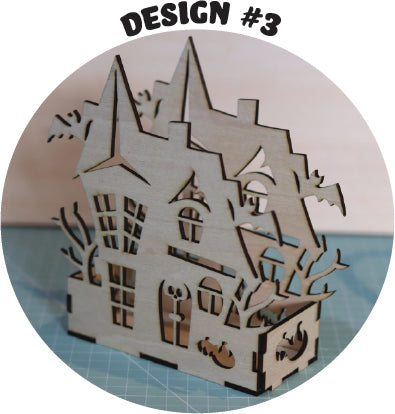 Halloween House Candle Holder Laser Cut Pine Ply