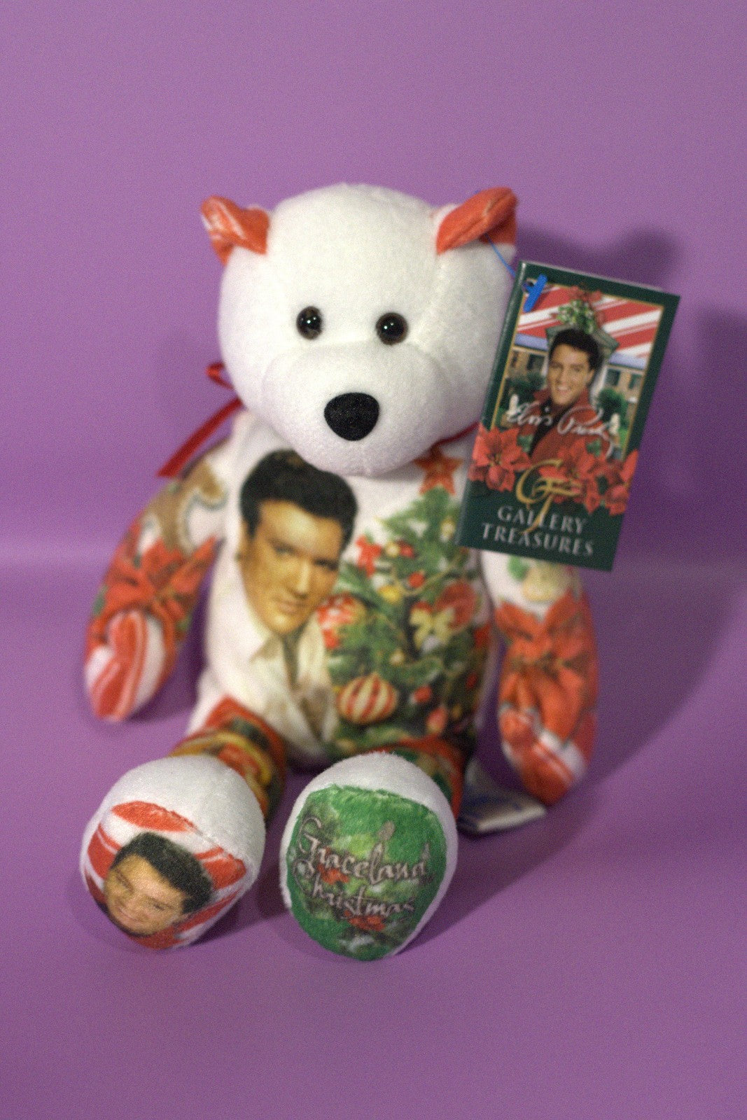Elvis Presley Gracelands Xmas  Limited Treasures Beanie Bear Excellent Cond 23cm