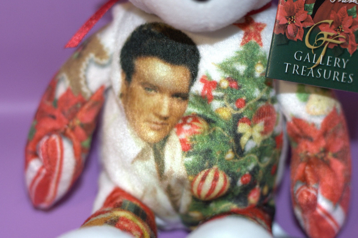 Elvis Presley Gracelands Xmas  Limited Treasures Beanie Bear Excellent Cond 23cm