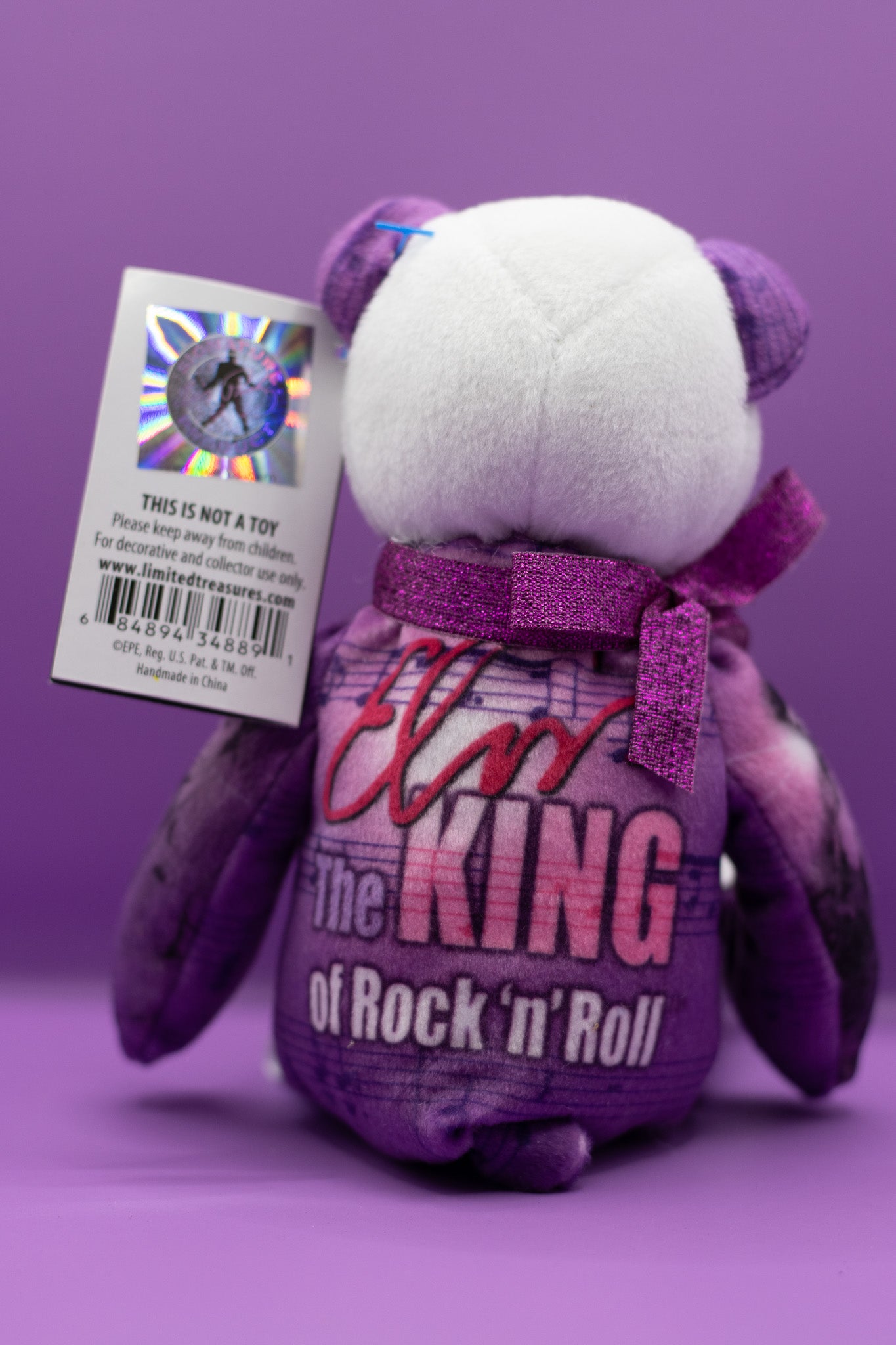 Elvis Presley The King Of Rock N Roll Collectible Beanie Bear Excellent Cond 23cm