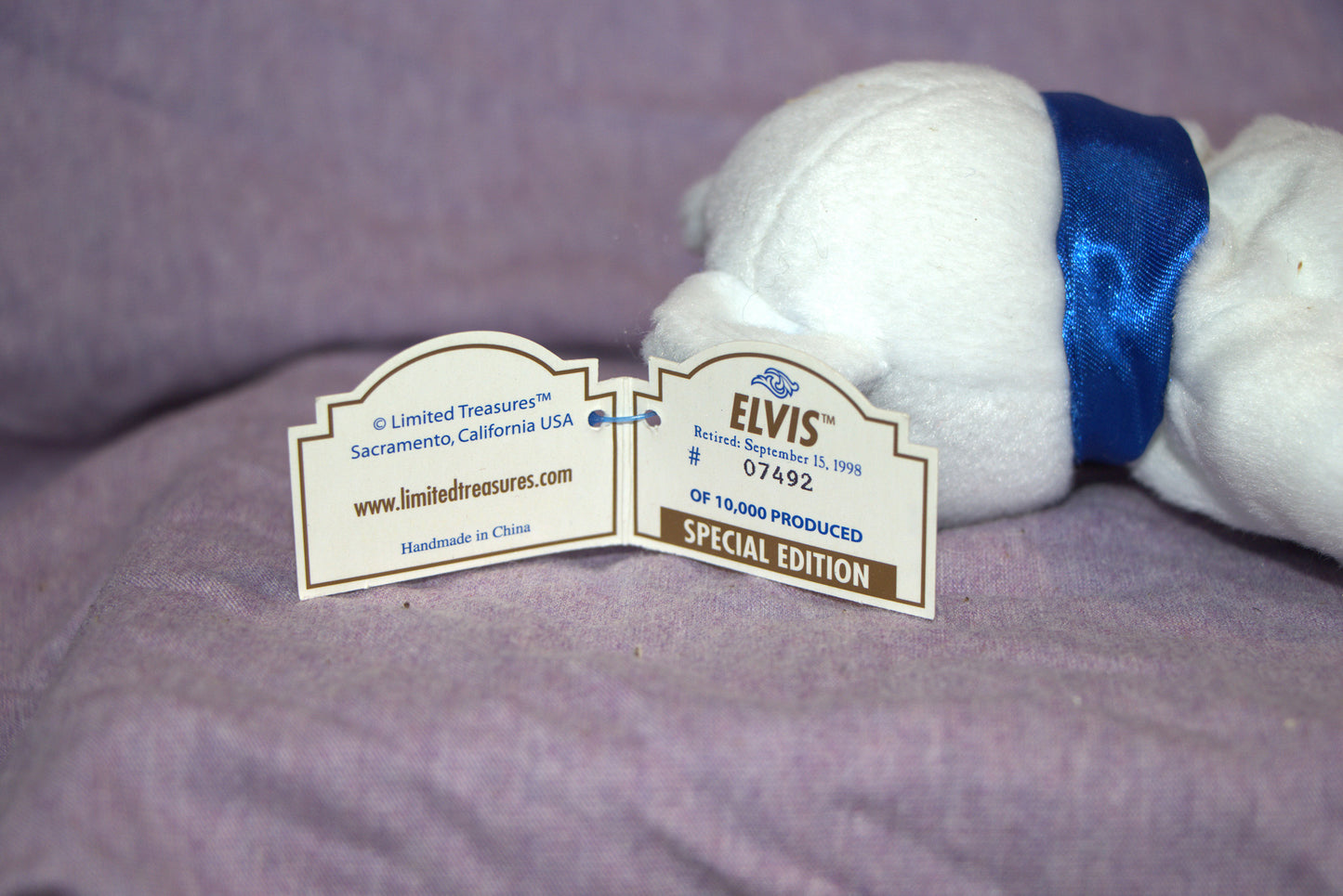 Elvis Presley Limited Treasures Premier Edition Beanie Bear Excellent Cond 23cm