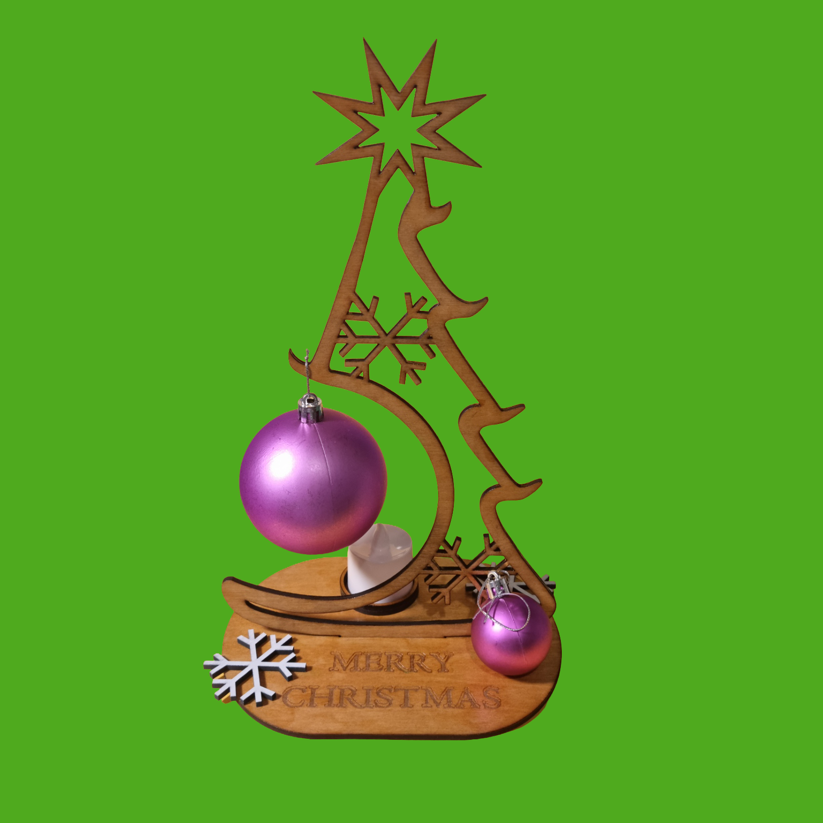 Basswood Christmas Tree With Baubles