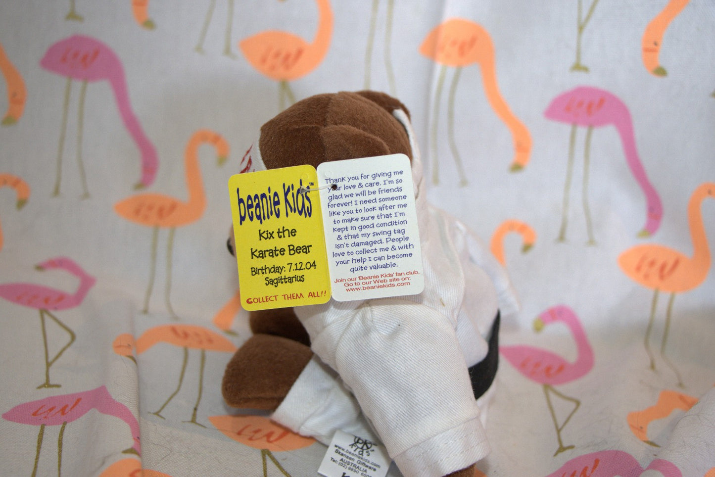 Kix The Karate Bear Collectible Skansen Beanie Kid Excellent Condition